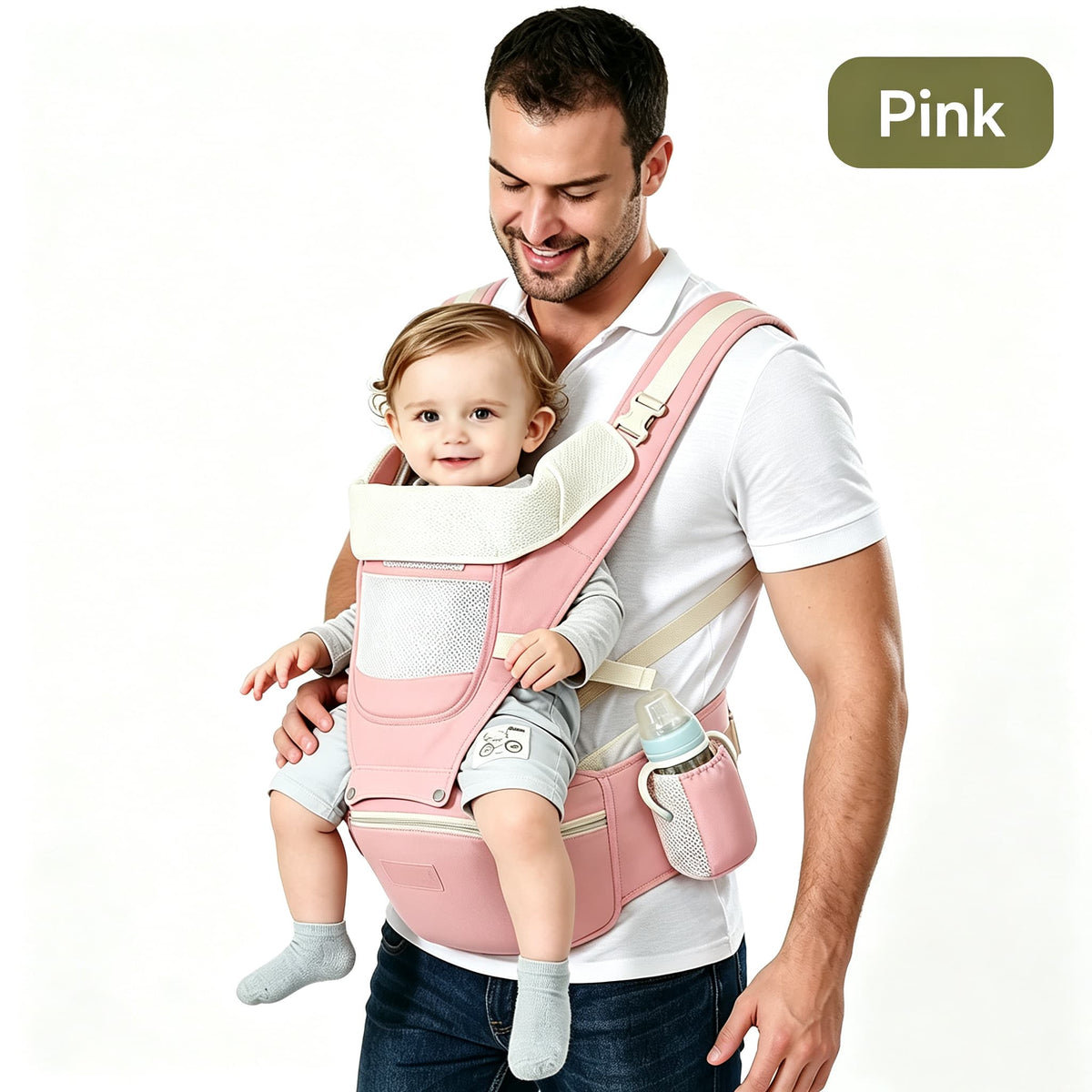 Baby Carrier with Hip Seat, 6-in-1 Newborn to Toddler