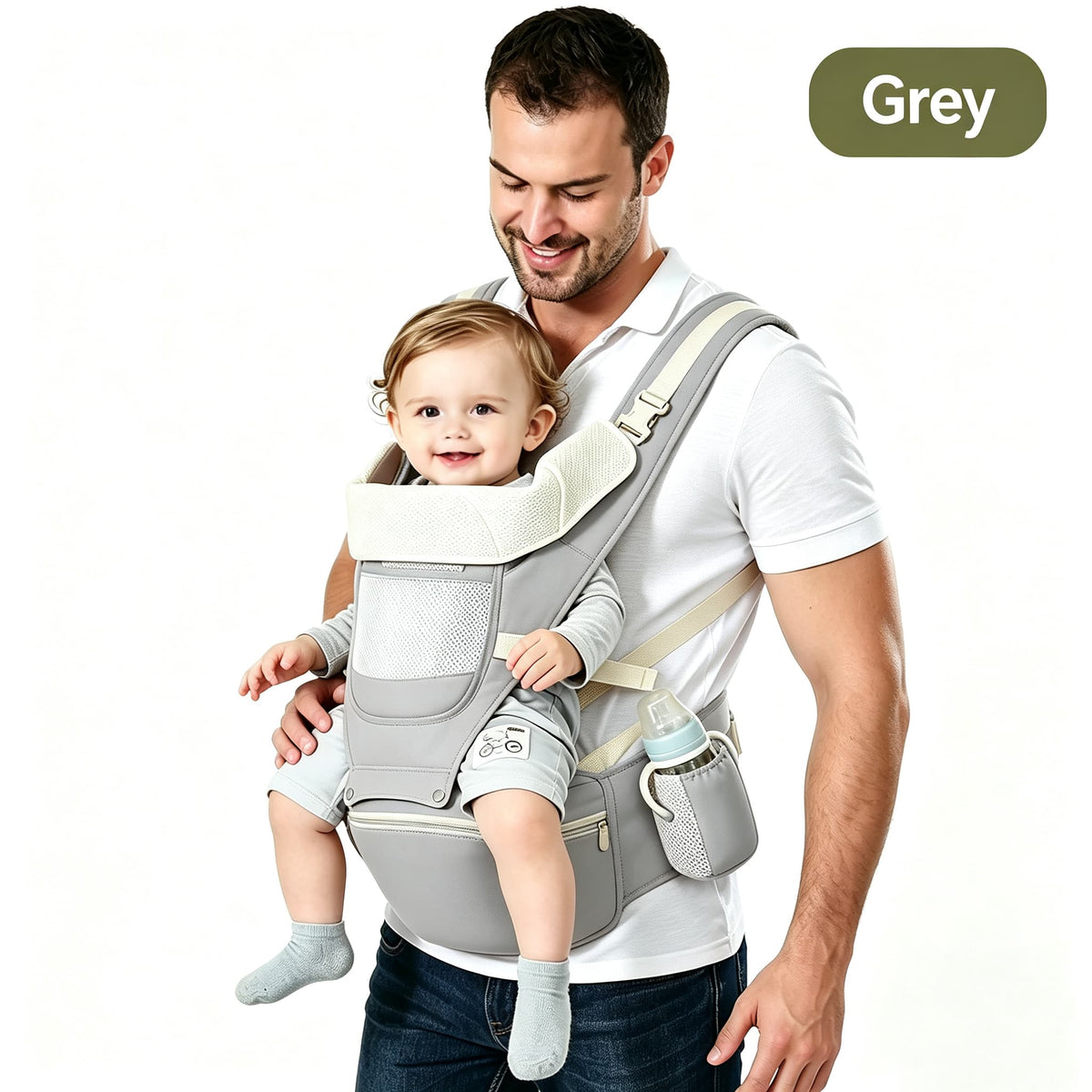 Baby Carrier with Hip Seat, 6-in-1 Newborn to Toddler