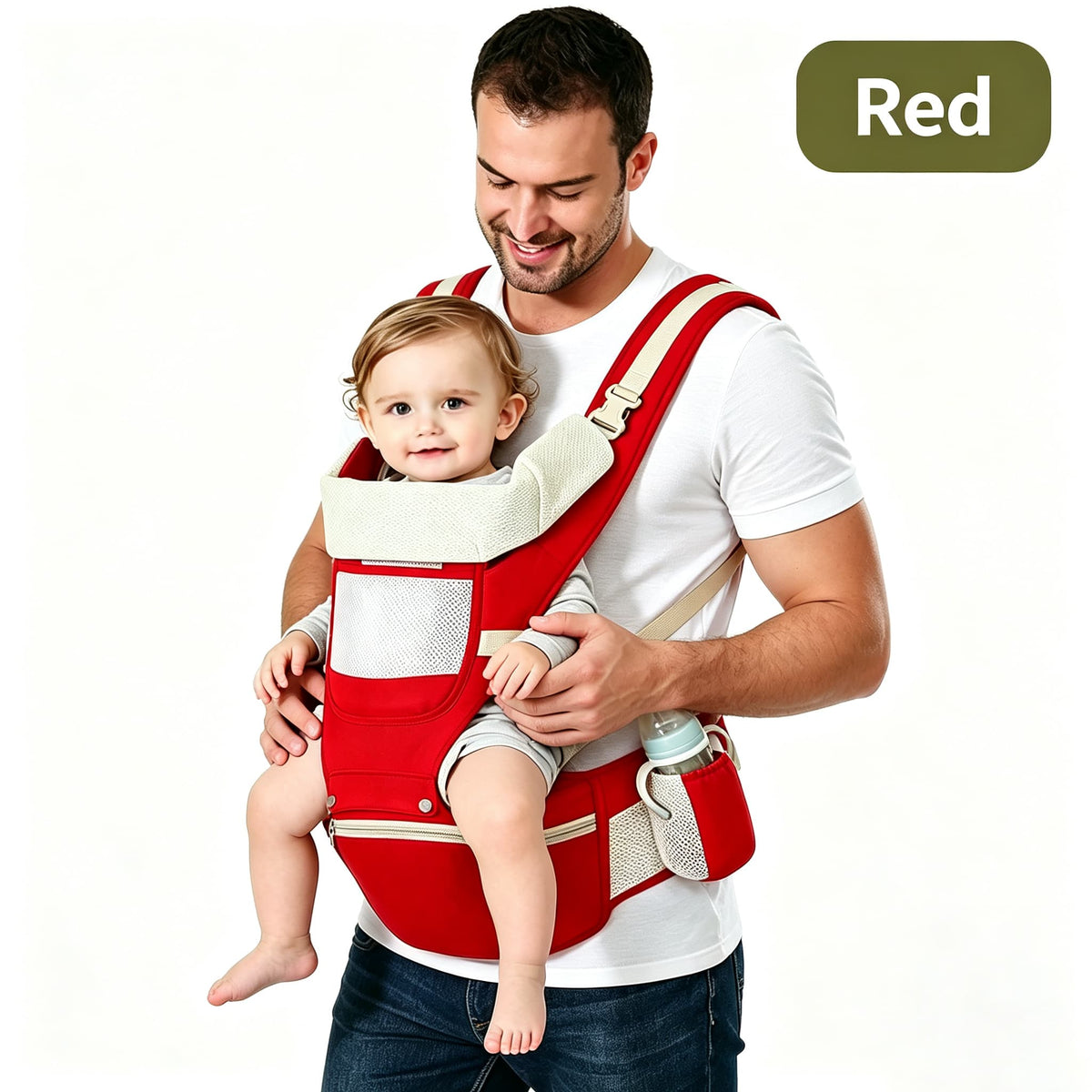 Baby Carrier with Hip Seat, 6-in-1 Newborn to Toddler
